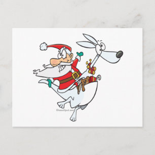 Cartão Postal De Festividades silly santa on a kangaroo funny cartoon