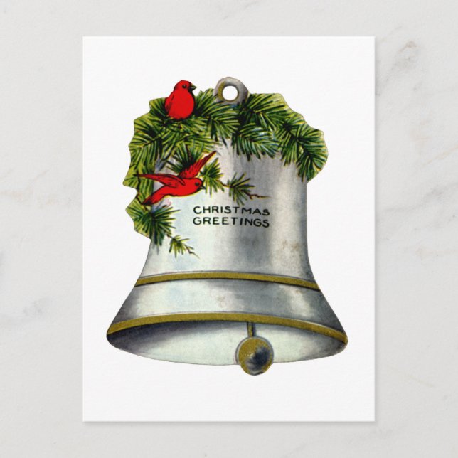 Cartão Postal De Festividades Silver Christmas Bell (Frente)