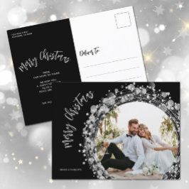 Cartão Postal De Festividades Silver Stars Foto Feliz Natal Preto