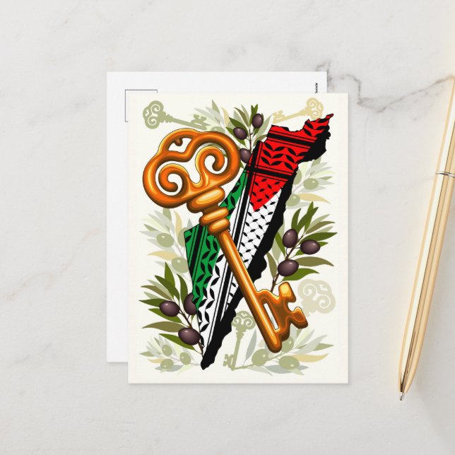 Cartão Postal De Festividades Símbolo chave palestino do direito de retorno (Frente/Verso In Situ)