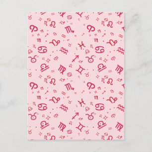 Cartão Postal De Festividades Símbolo Zodiac - Astrologia Rosa