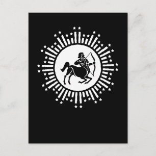 Cartão Postal De Festividades Símbolo Zodiac Sagittarius com Starburst