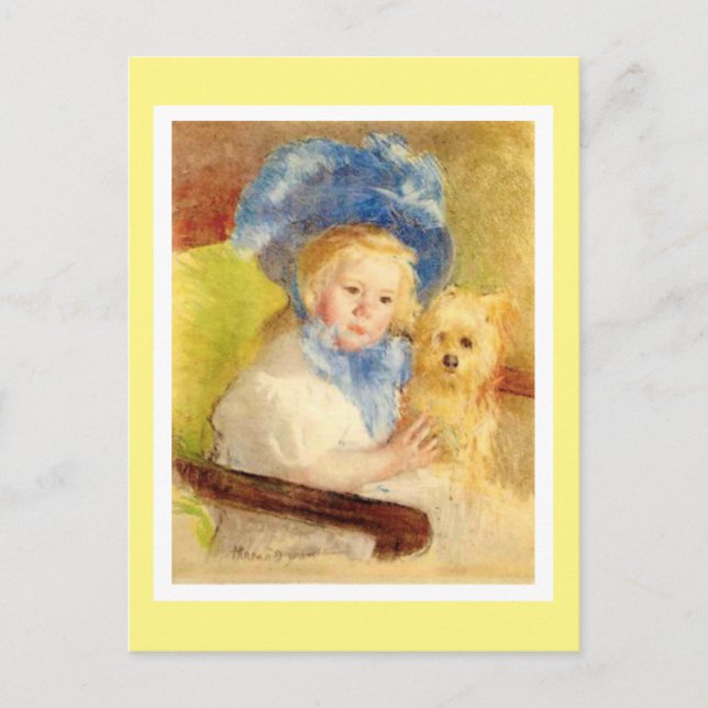 Cartão Postal De Festividades Simone em um Chapéu Grande, de Mary Cassatt, (Frente)