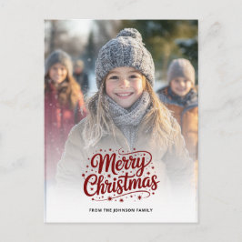 Cartão Postal De Festividades Simple Elegant Merry Christmas Photo Card Gradient