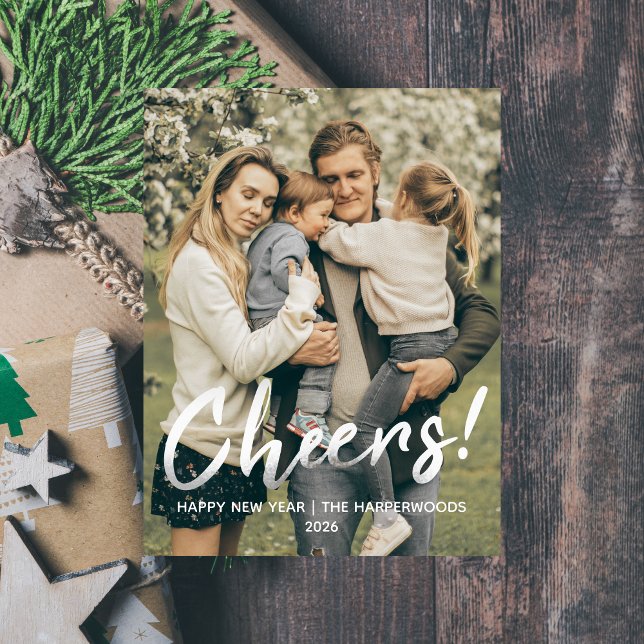 Cartão Postal De Festividades Simple Elegant Modern Happy New Year One Photo (Criador carregado)