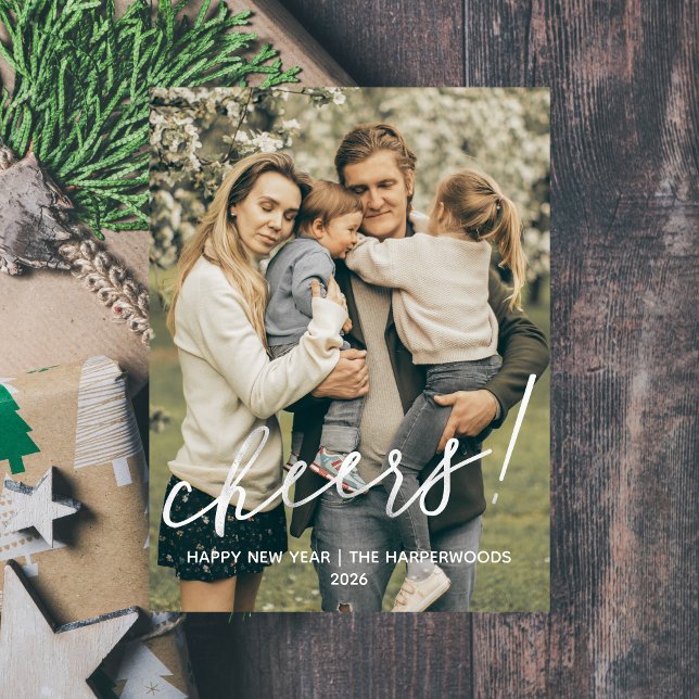 Cartão Postal De Festividades Simple Elegant Modern Happy New Year One Photo (Criador carregado)