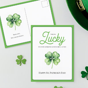 Cartão Postal De Festividades Simple Green Shamrock Sorte Feliz Dia de São Patrí