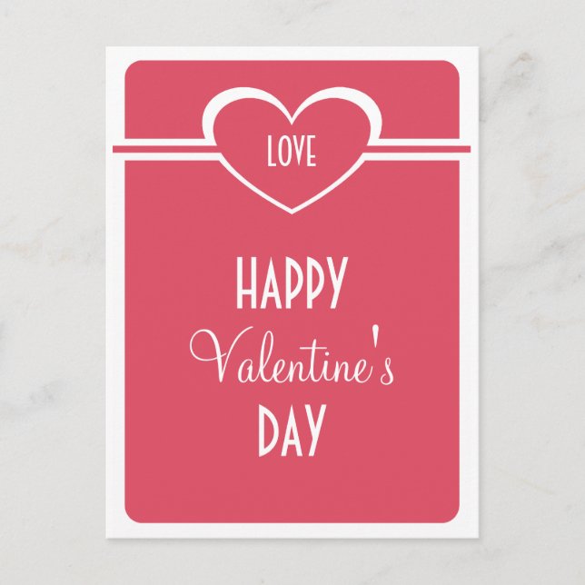 Cartão Postal De Festividades Simple Heart Valentine's Day Postcard, Dark Pink (Frente)
