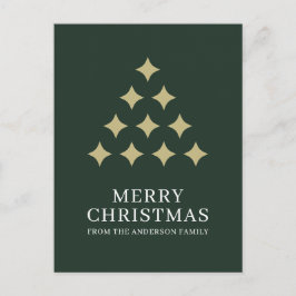 Cartão Postal De Festividades Simple star tree green Merry Christmas 