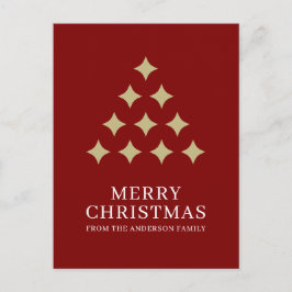 Cartão Postal De Festividades Simple star tree red Merry Christmas 