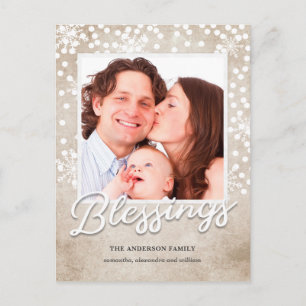 Cartão Postal De Festividades Simples Bokeh Abençoa o Natal Religioso