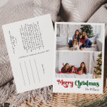 Cartão Postal De Festividades Simples Clássico Feliz Natal Vertical Duas Fotogra<br><div class="desc">Celebre a temporada com este simples e único e clássico Cartão de Natal Merry vertical dois cartões postais de feriado com um toque de charme de vintage. A design minimalista apresenta uma elegante paleta de cores vermelha e verde, evocando o espírito aconchegante do inverno. O seu apelo moderno e divertido,...</div>