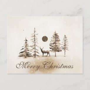 Cartão Postal De Festividades Simples Elegante Decoração Vermelha Neve Feliz Nat