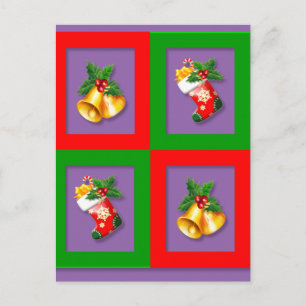 Cartão Postal De Festividades Simples Elegante Feliz Natal Bell Holly