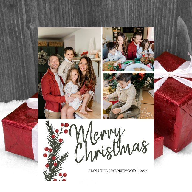 Cartão Postal De Festividades Simples Elegante moderno 4 fotos da família natalí (Criador carregado)