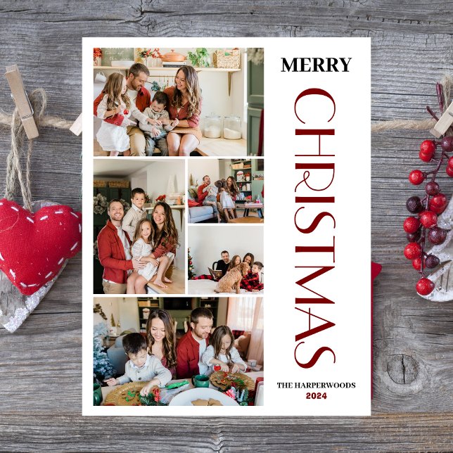 Cartão Postal De Festividades Simples Elegante moderno 5 fotos da família de Nat (Criador carregado)