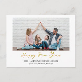 Cartão Postal De Festividades Simples Elegante Moderno Feliz Ano Novo Uma Foto