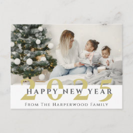 Cartão Postal De Festividades Simples Elegante Moderno Feliz Ano Novo Uma Foto