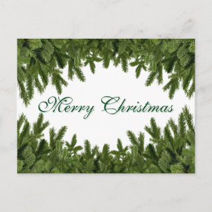 Cartão Postal De Festividades Simples Elegantes Decorações de Folhas Verdes Nata