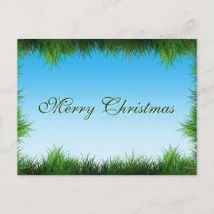 Cartão Postal De Festividades Simples Elegantes Decorações de Folhas Verdes Nata