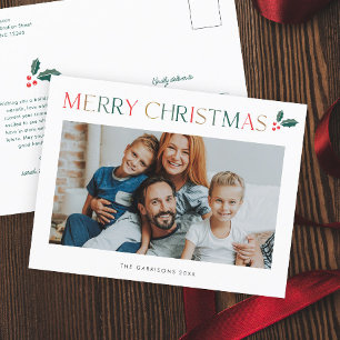 Cartão Postal De Festividades Simples Foto Colorido Feliz Natal