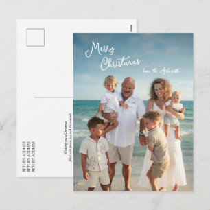 Cartão Postal De Festividades Simples Foto de Família Natal em Script Elegante