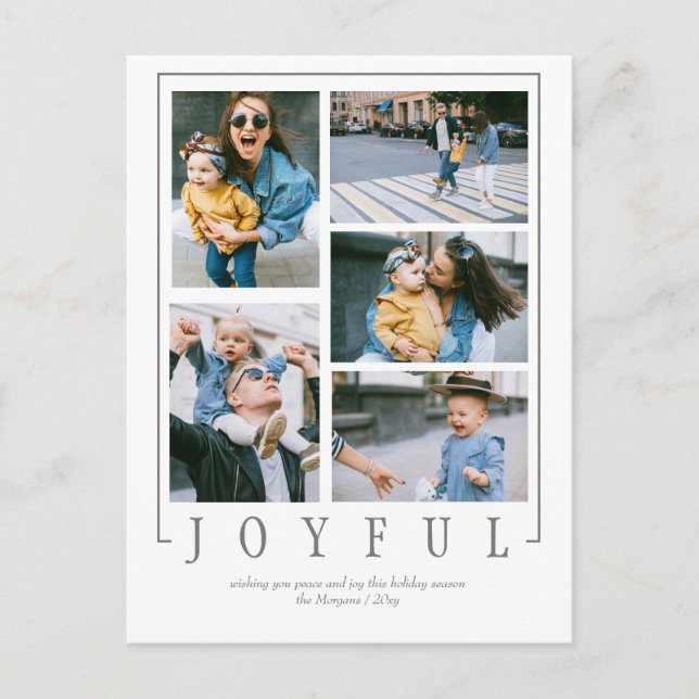 Cartão Postal De Festividades Simples Moderno 5 fotos Collage Personalizado (Frente)