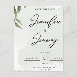 Cartão Postal De Festividades Sinal de Boas-Vindas de Casamento Botânico Elegant