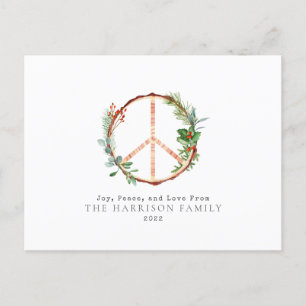 Cartão Postal De Festividades Sinal de Paz Botânico de Madeira Amor Alegria Nata