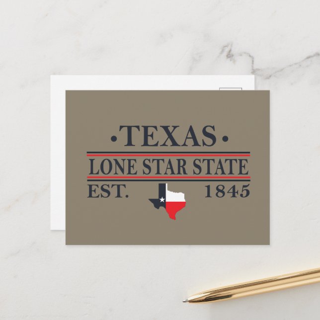 Cartão Postal De Festividades Sinalizador do Texas mapeia o estado de estrela so (Frente/Verso In Situ)