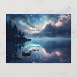 Cartão Postal De Festividades Sinfonia Celestial Espelho do Lago Estrelado de Cr