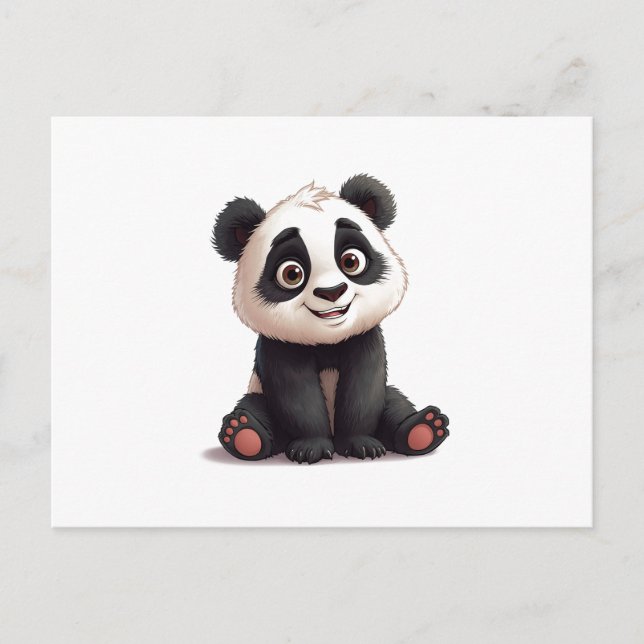 Cartão Postal De Festividades Sitting Panda Bear Cartoon Illustration Artwork (Frente)