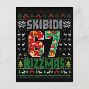 Cartão Postal De Festividades Skibidi Six Seven Rizzmas Natal Engraçado 2025 Mem