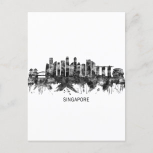 Cartão Postal De Festividades Skyline BW de Singapura