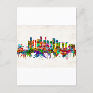 Cartão Postal De Festividades Skyline de Singapura