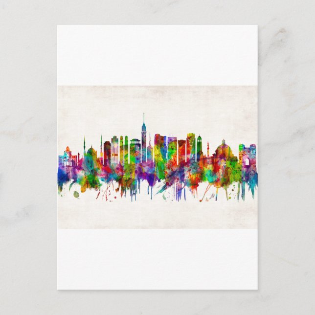 Cartão Postal De Festividades Skyline do Cairo Egito (Frente)