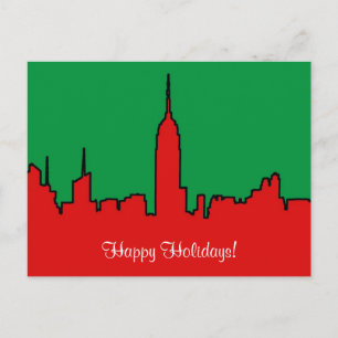 Cartão Postal De Festividades Skyline NYC: Silhueta de Natal ESB