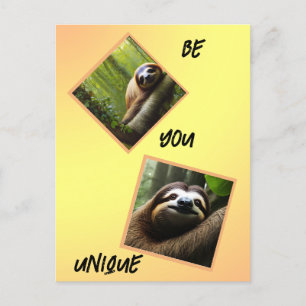 Cartão Postal De Festividades Sloth "Be You Unique",