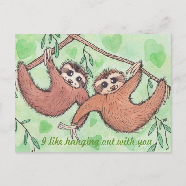 Cartão Postal De Festividades Sloth Love Namorados (Frente)