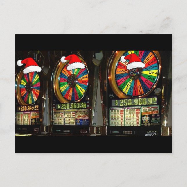 Cartão Postal De Festividades Slots de Natal de Las Vegas (Frente)