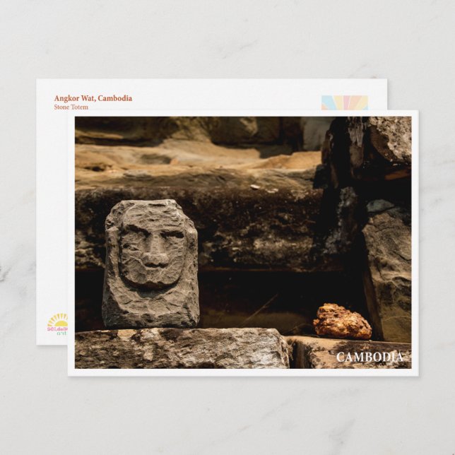 Cartão Postal De Festividades Smiling Stone Totem Cambodia – Postcard (Frente/Verso)