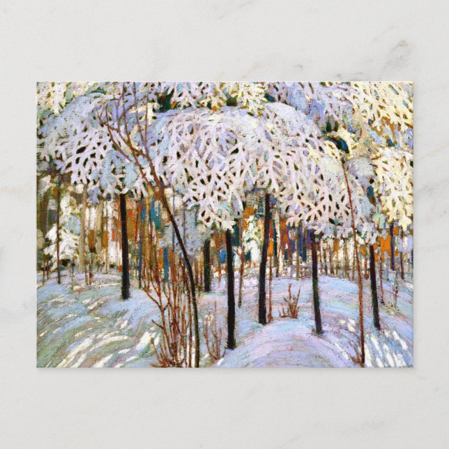 Cartão Postal De Festividades Snow in October, beautiful painting,  (Frente)