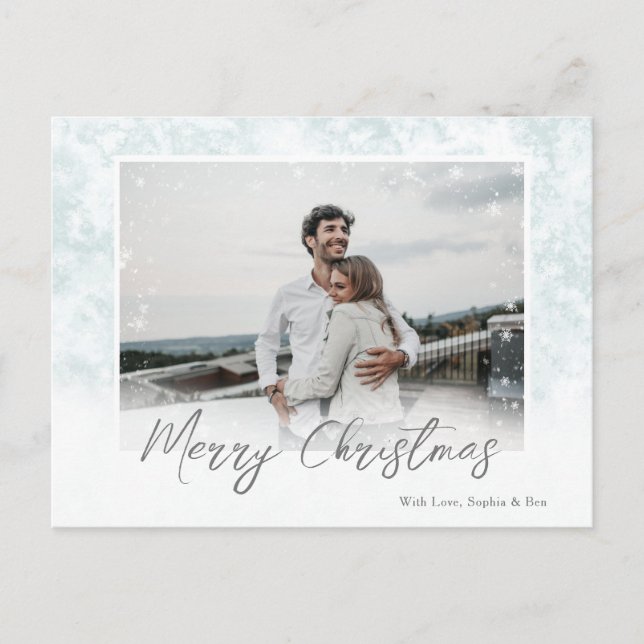Cartão Postal De Festividades Snowflakes Feliz Natal Um Cartão-Postal Fotográfic (Frente)