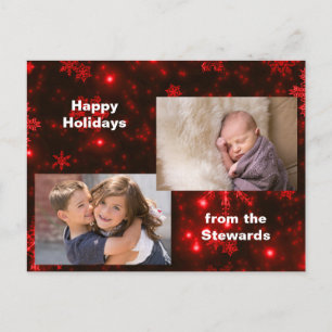 Cartão Postal De Festividades Snowflakes no Cartão-postal de Feriado Vermelho P