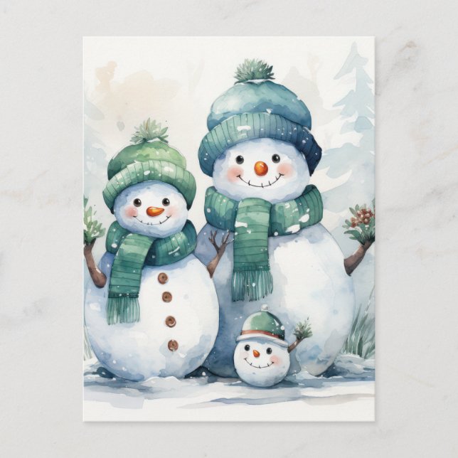 Cartão Postal De Festividades Snowman (Frente)