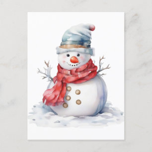 Cartão Postal De Festividades Snowman