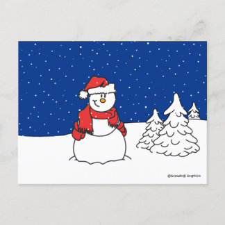 Cartão Postal De Festividades Snowman