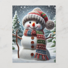 Cartão Postal De Festividades Snowman