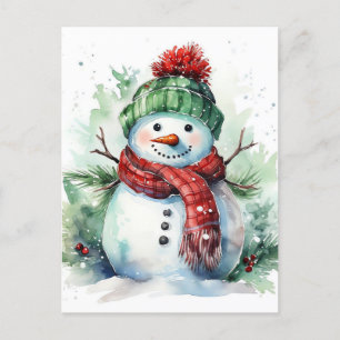 Cartão Postal De Festividades Snowman