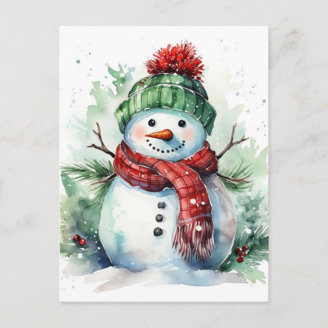 Cartão Postal De Festividades Snowman (Frente)